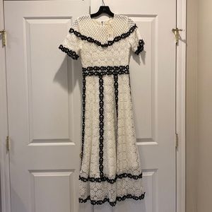MAJE LONG BLACK AND WHITE LACE DRESS NEW WORN WITH TAGS Size 2